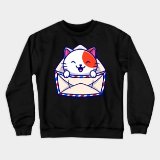 Cute Cat In Envelope Cartoon Crewneck Sweatshirt